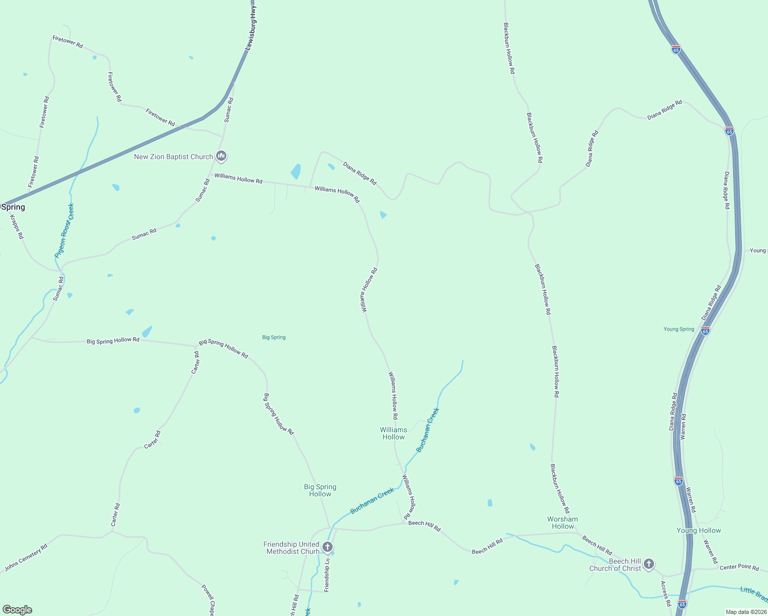 map of restaurants, bars, coffee shops, grocery stores, and more near 1203 Williams Hollow Road in Pulaski