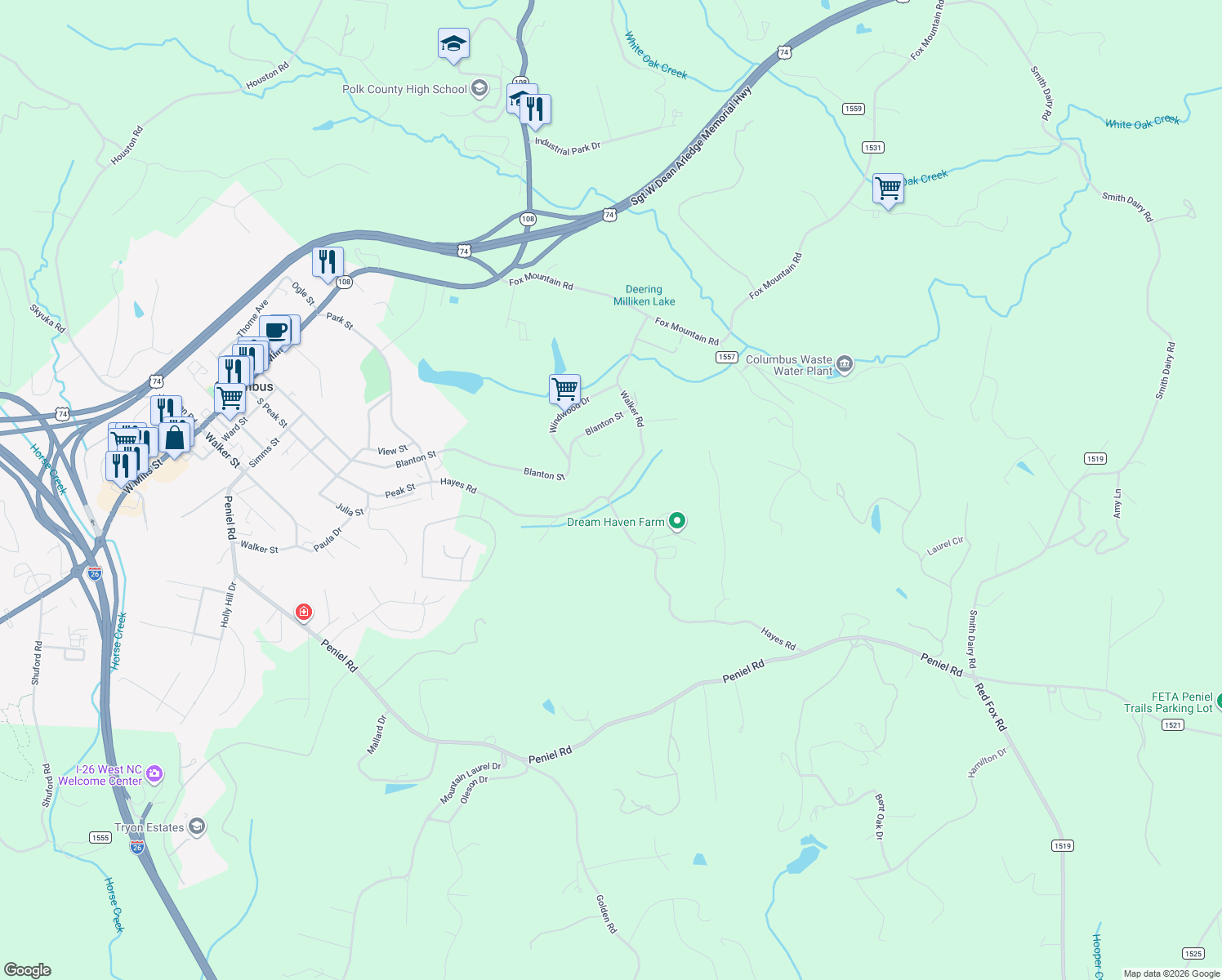map of restaurants, bars, coffee shops, grocery stores, and more near 60 Walker Road in Columbus