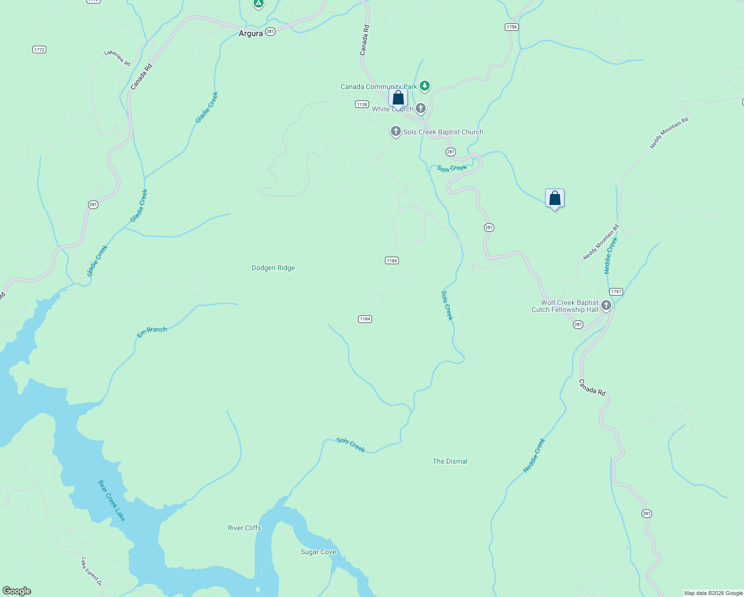 map of restaurants, bars, coffee shops, grocery stores, and more near 20 Triangle Road in Tuckasegee