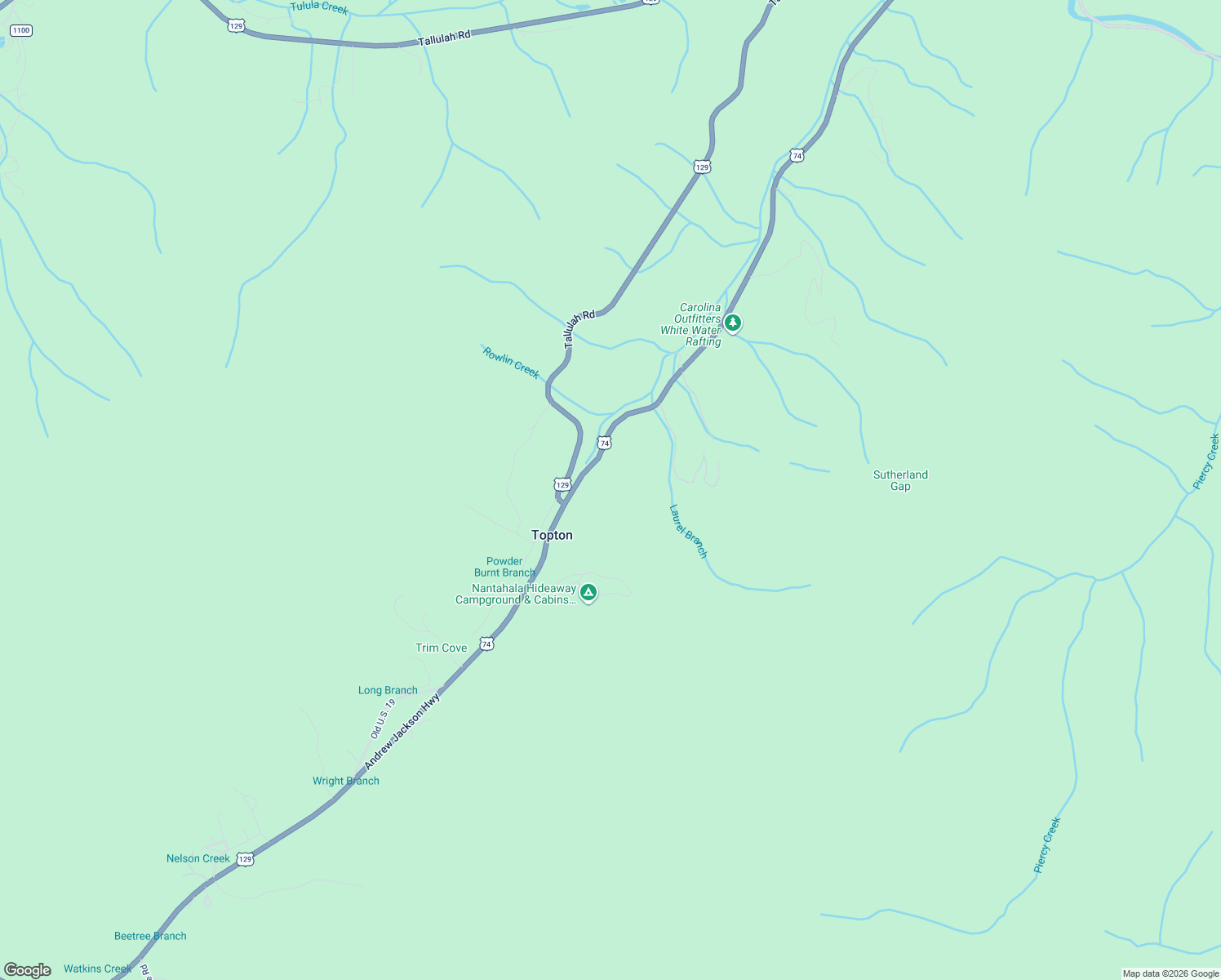 map of restaurants, bars, coffee shops, grocery stores, and more near 425 Franklin Branch Road in Topton