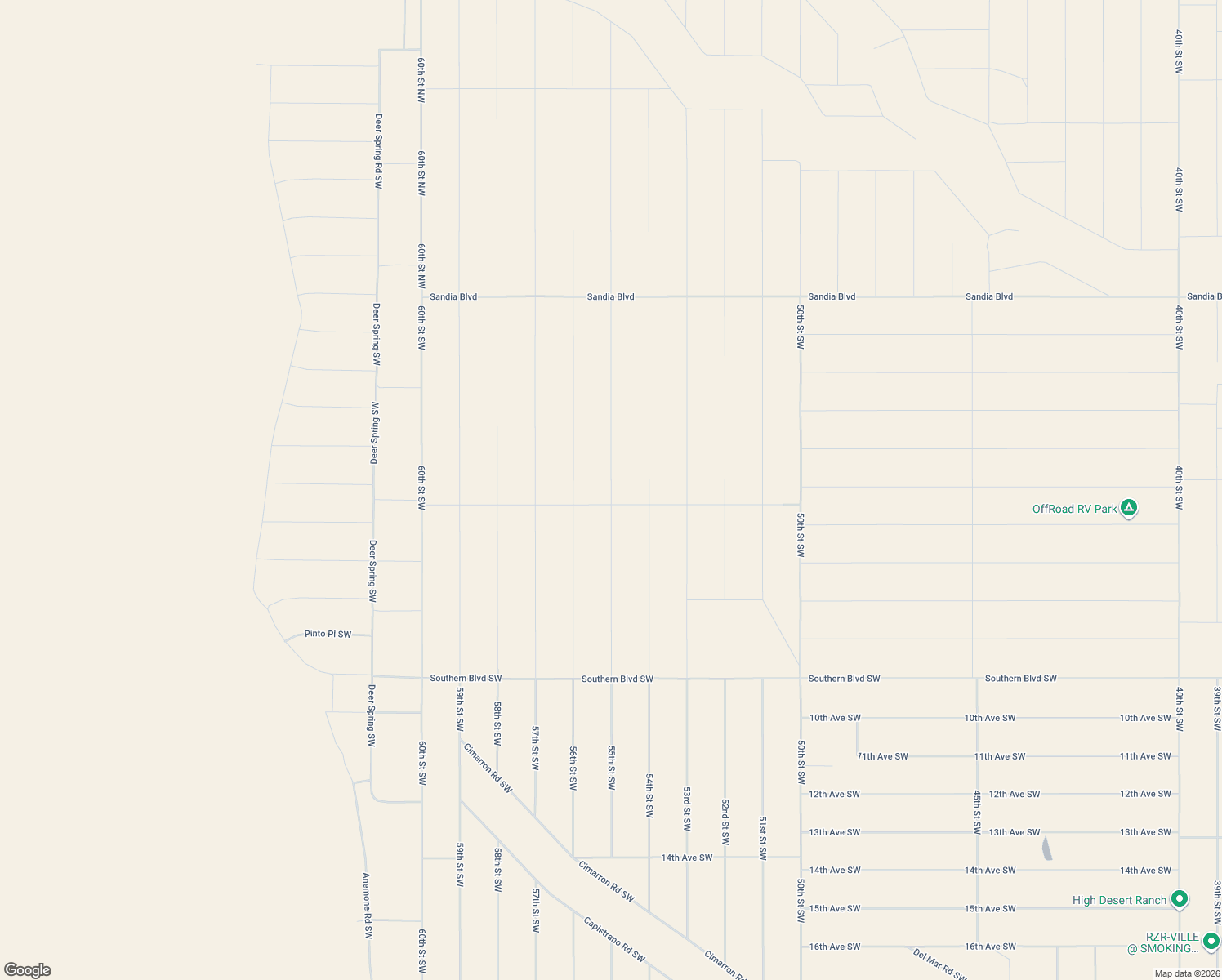 map of restaurants, bars, coffee shops, grocery stores, and more near 55th Street Southwest in Rio Rancho