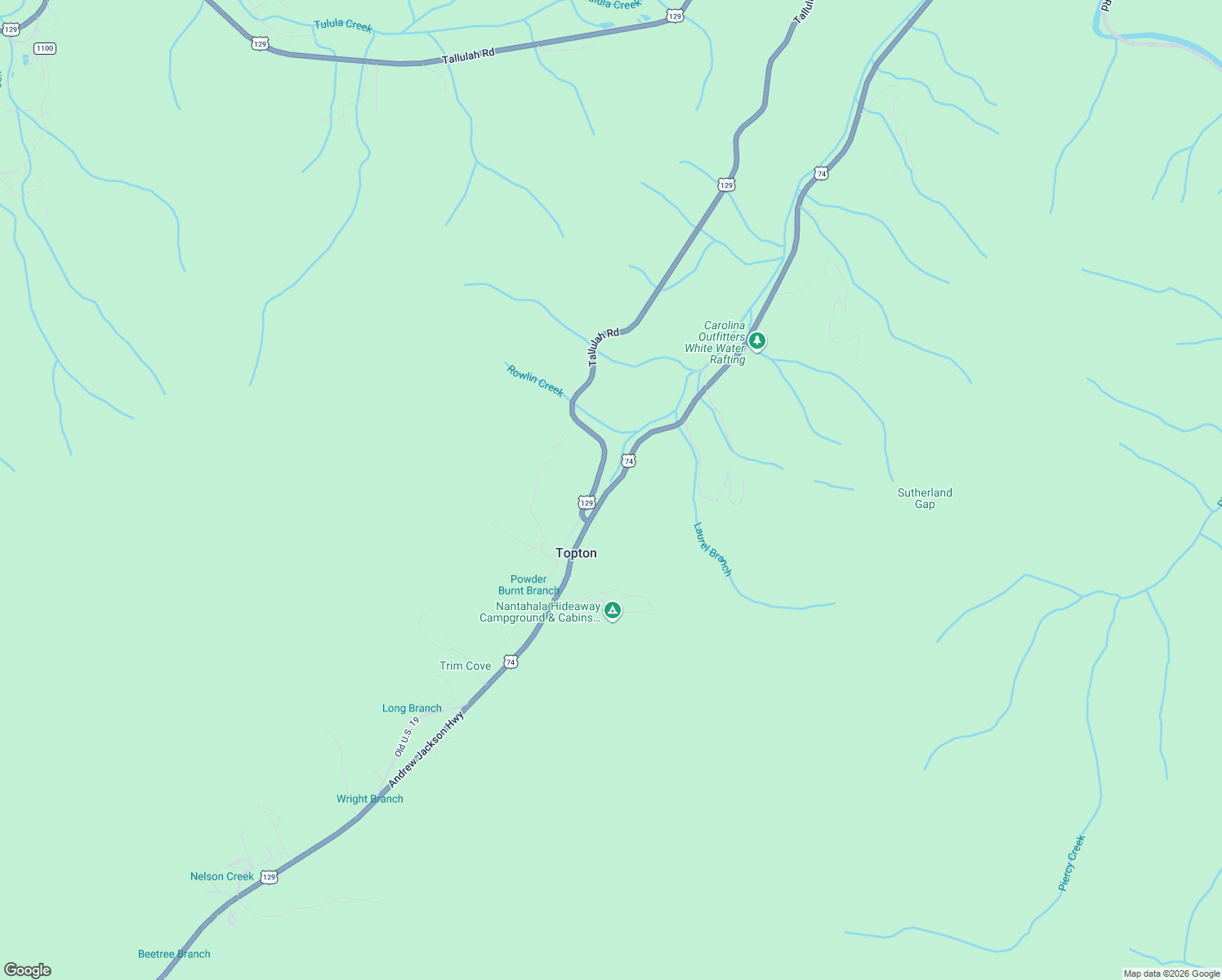 map of restaurants, bars, coffee shops, grocery stores, and more near 425 Franklin Branch Road in Topton