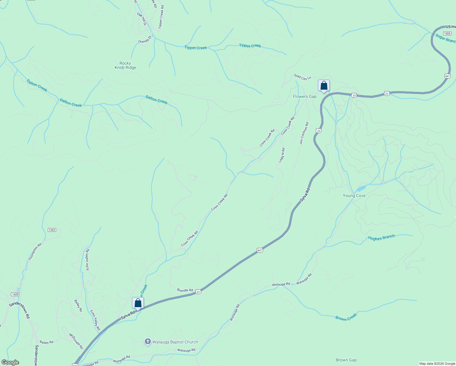 map of restaurants, bars, coffee shops, grocery stores, and more near 744 Coon Creek Road in Franklin