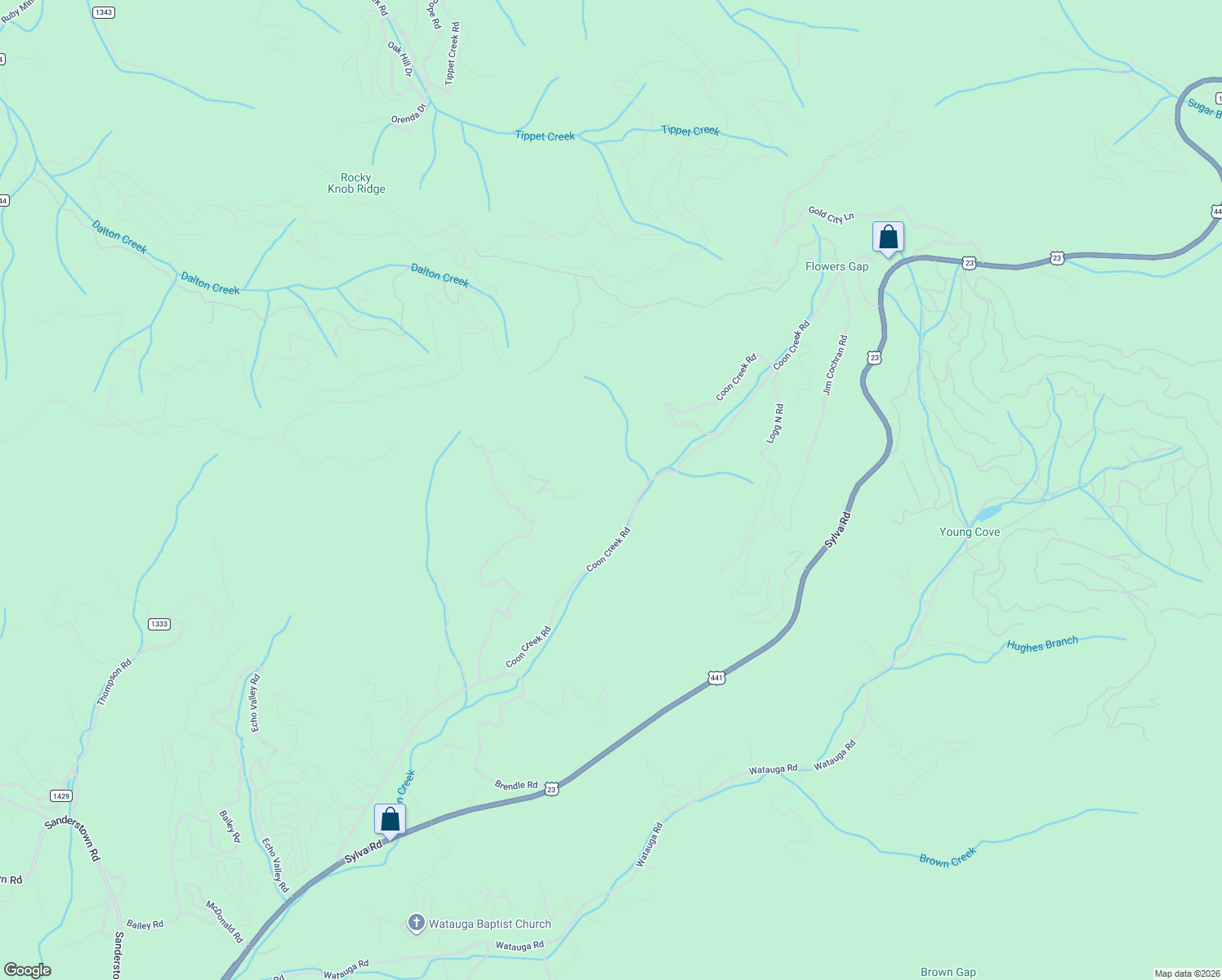 map of restaurants, bars, coffee shops, grocery stores, and more near 744 Coon Creek Road in Franklin
