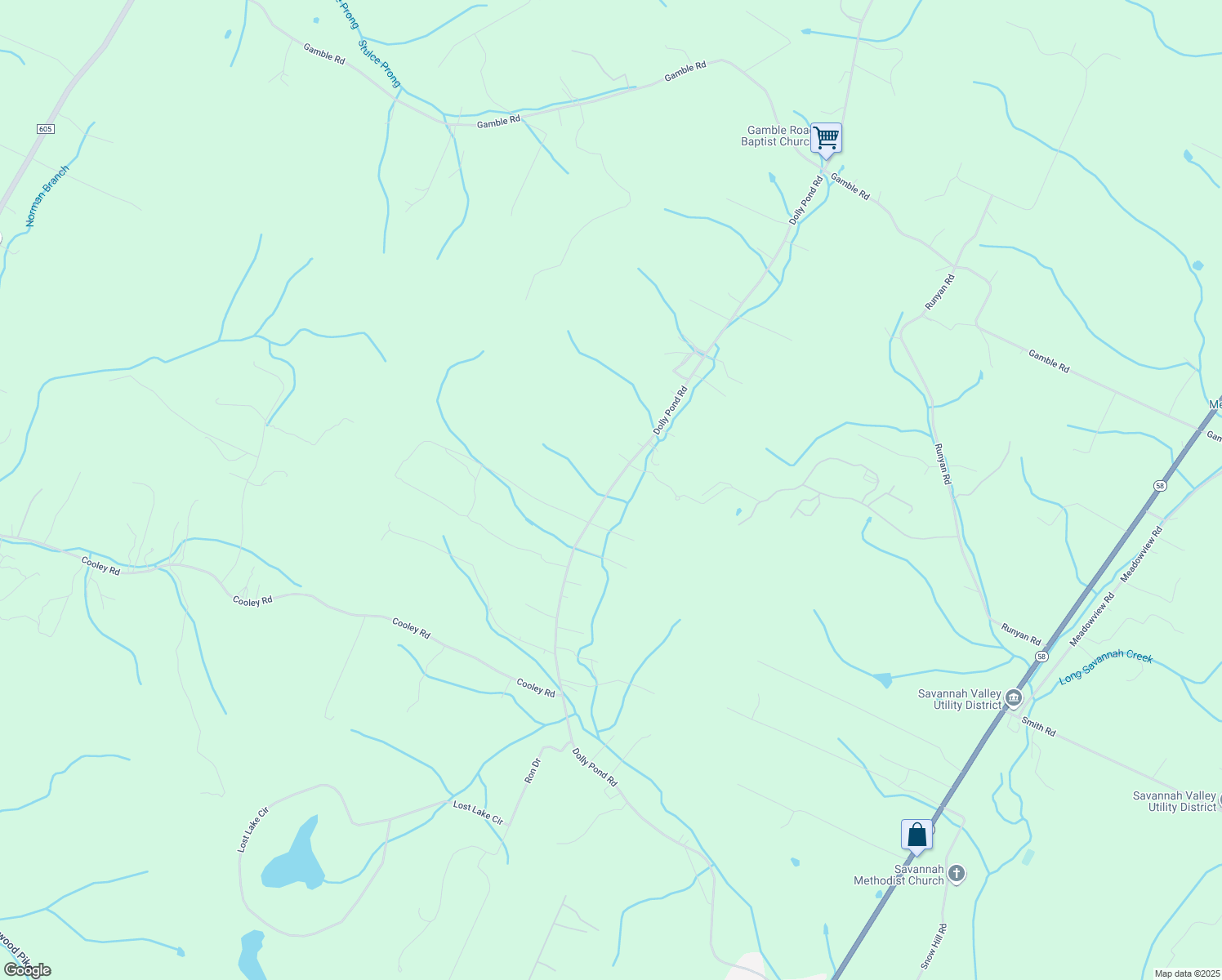 map of restaurants, bars, coffee shops, grocery stores, and more near 11052 Dolly Pond Road in Birchwood
