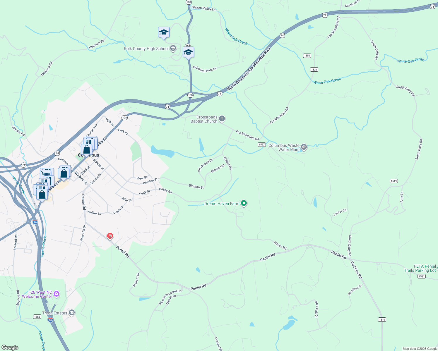 map of restaurants, bars, coffee shops, grocery stores, and more near 1204 Blanton Street in Columbus