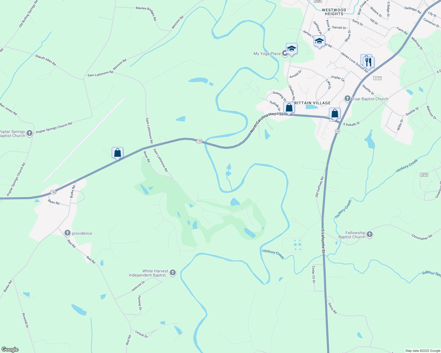 map of restaurants, bars, coffee shops, grocery stores, and more near in Shelby