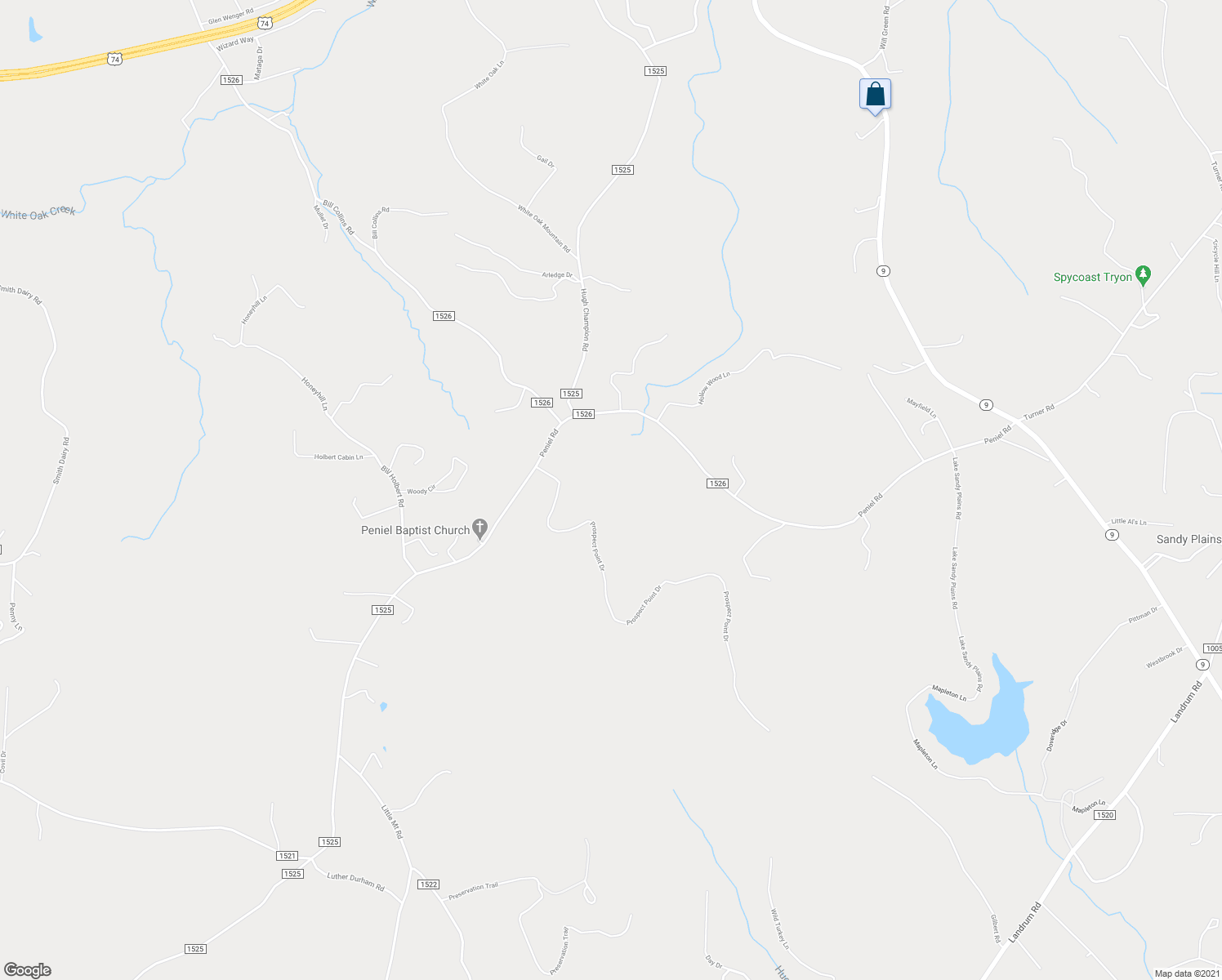 map of restaurants, bars, coffee shops, grocery stores, and more near 337 Prospect Point Drive in Tryon