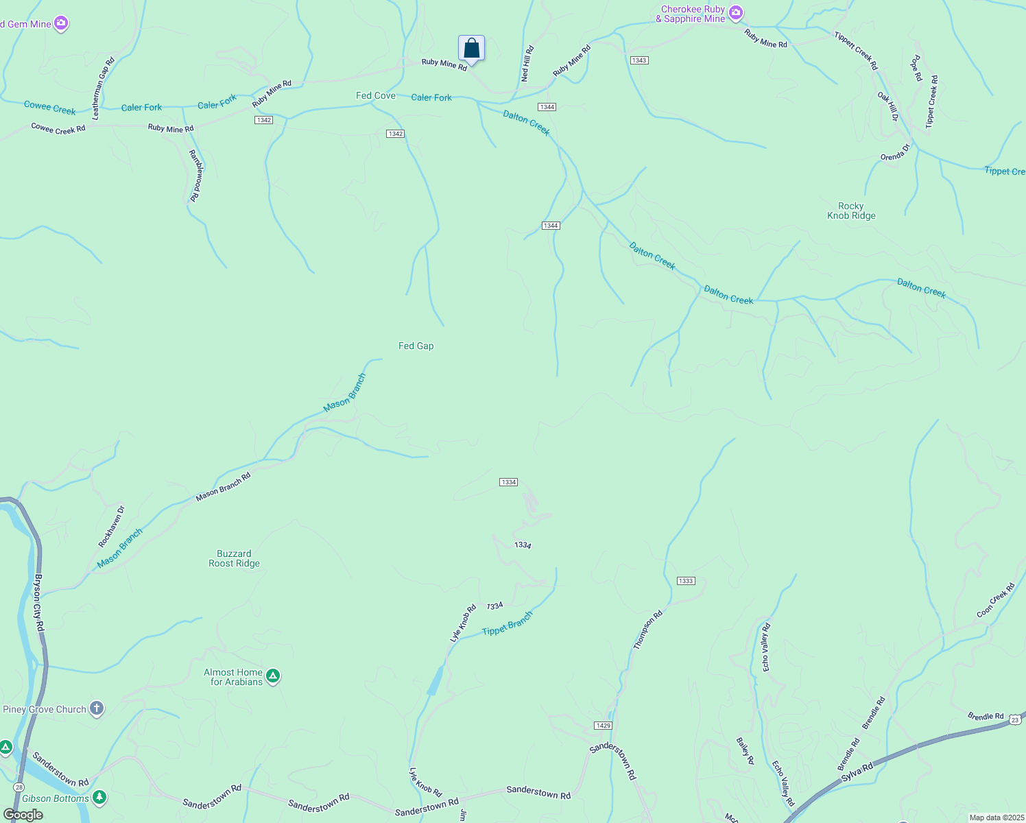 map of restaurants, bars, coffee shops, grocery stores, and more near Switchback Trail in Macon County