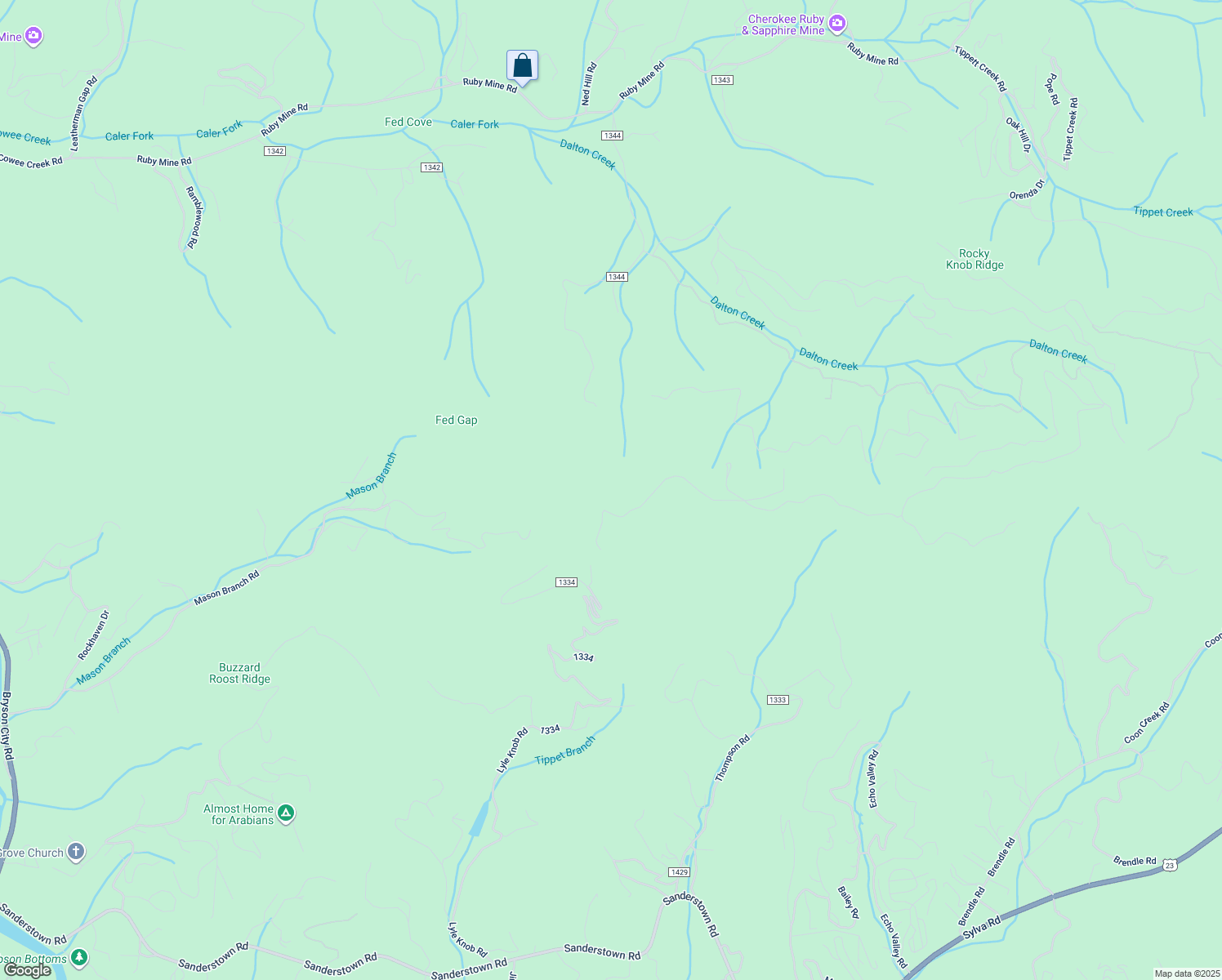 map of restaurants, bars, coffee shops, grocery stores, and more near Lyle Mountain Trail in Macon County