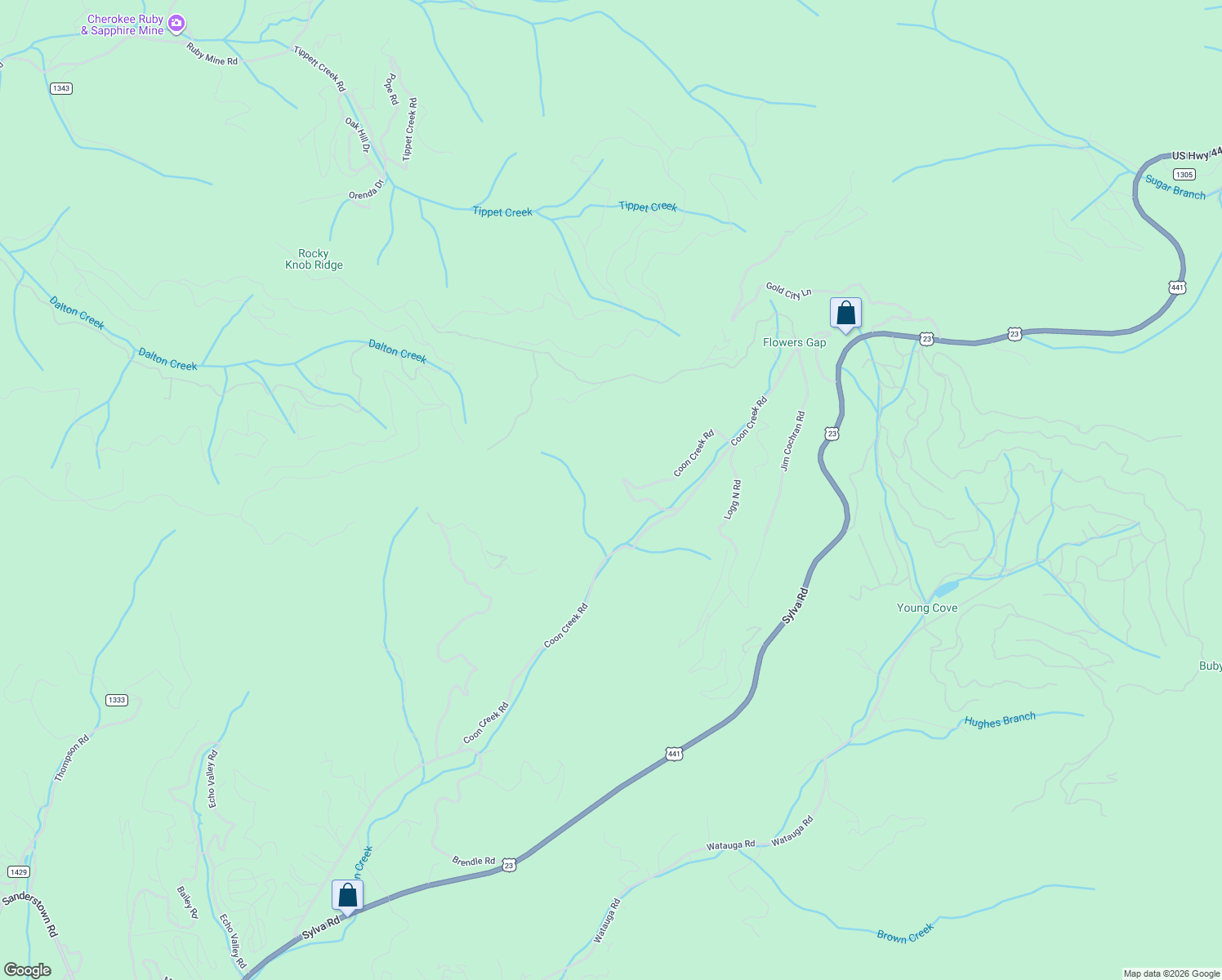 map of restaurants, bars, coffee shops, grocery stores, and more near 1268 Coon Creek Road in Franklin