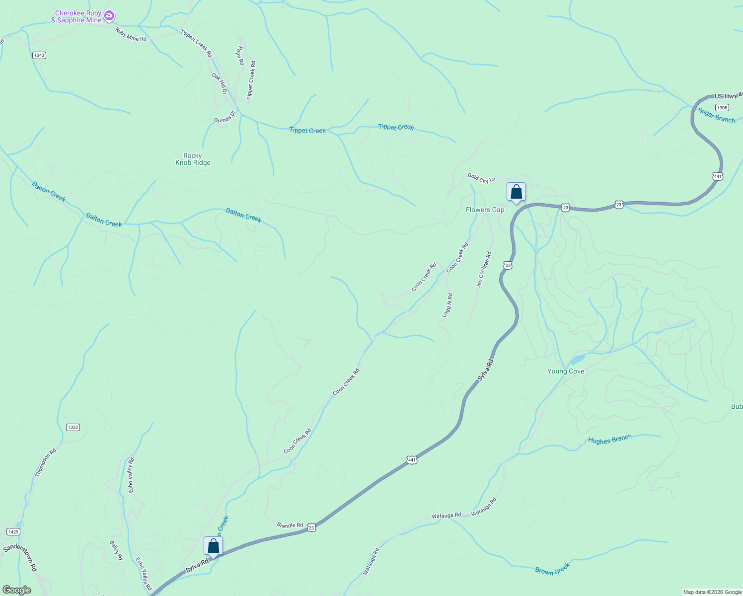 map of restaurants, bars, coffee shops, grocery stores, and more near 1268 Coon Creek Road in Franklin