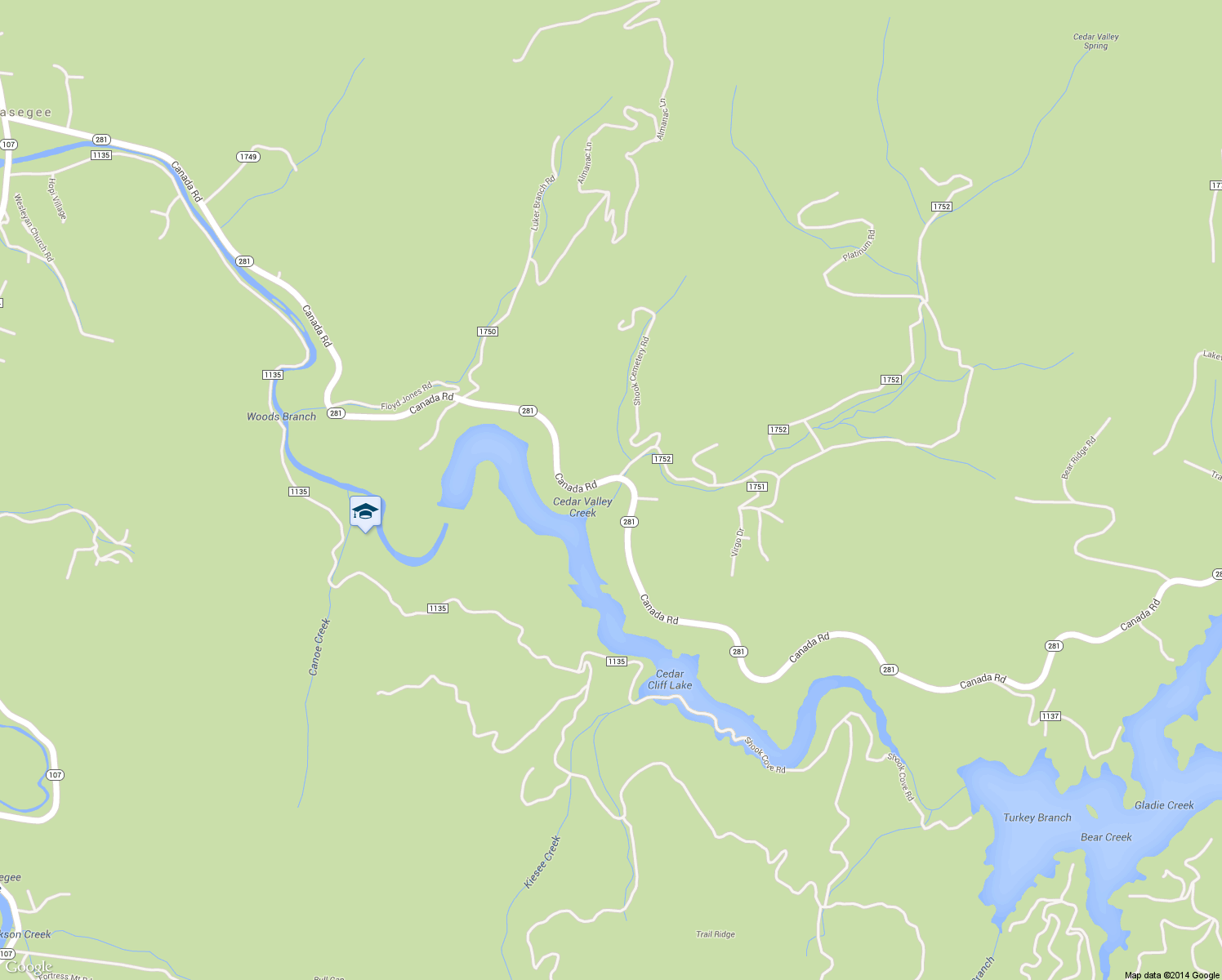 map of restaurants, bars, coffee shops, grocery stores, and more near 2502 Canada Road in Tuckasegee