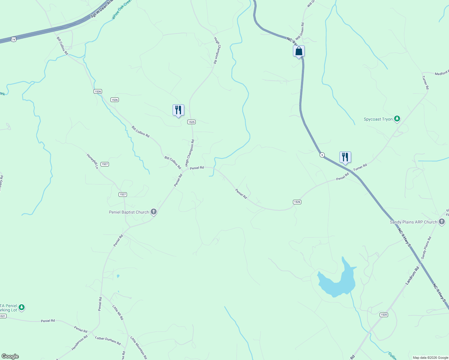 map of restaurants, bars, coffee shops, grocery stores, and more near in Tryon