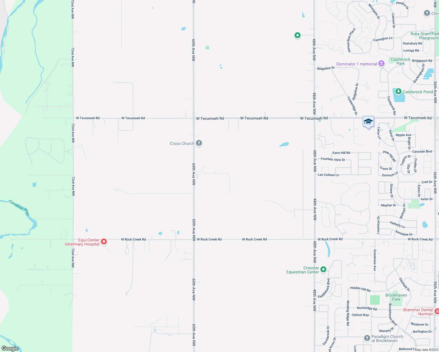 map of restaurants, bars, coffee shops, grocery stores, and more near 2709 60th Avenue Northwest in Norman
