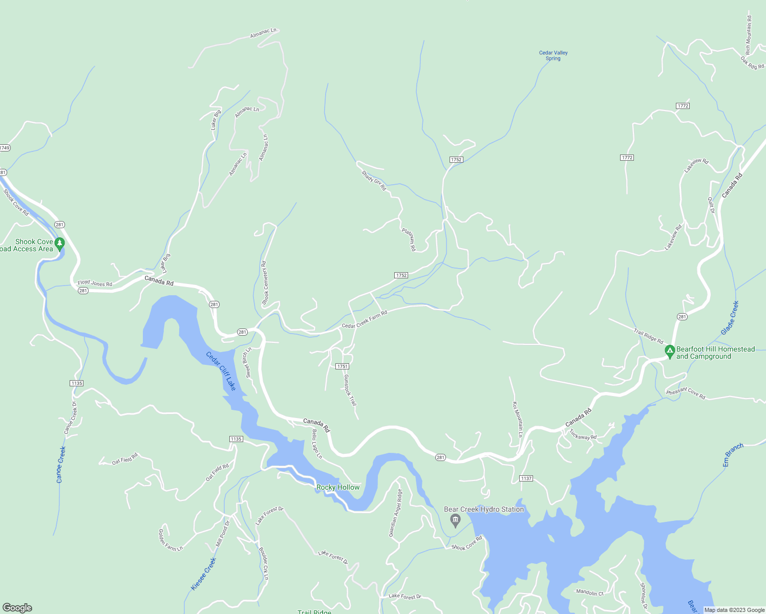 map of restaurants, bars, coffee shops, grocery stores, and more near 231 Cedar Creek Farm Road in Tuckasegee