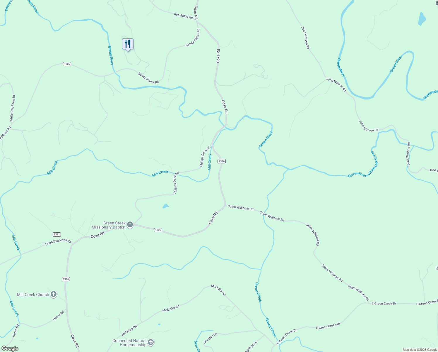map of restaurants, bars, coffee shops, grocery stores, and more near 3628 Coxe Road in Tryon
