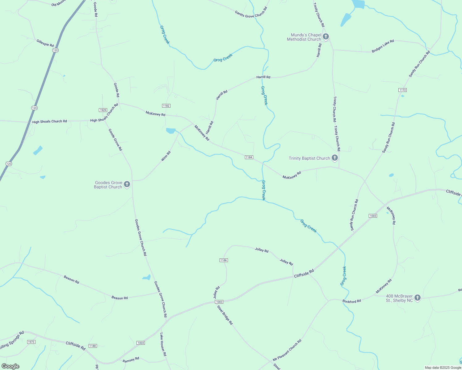 map of restaurants, bars, coffee shops, grocery stores, and more near 3529 McKinney Road in Mooresboro