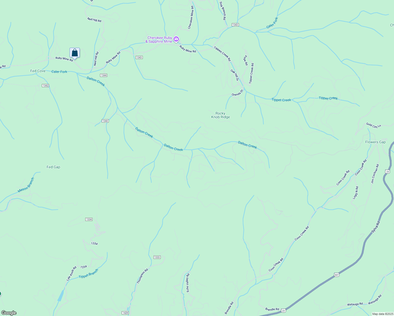 map of restaurants, bars, coffee shops, grocery stores, and more near Dalton Creek Road in Macon County