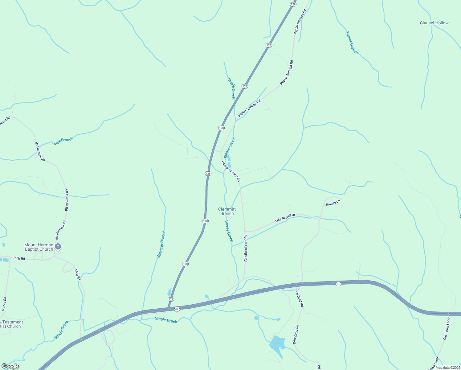 map of restaurants, bars, coffee shops, grocery stores, and more near 1105 Poplar Springs Rd in Savannah