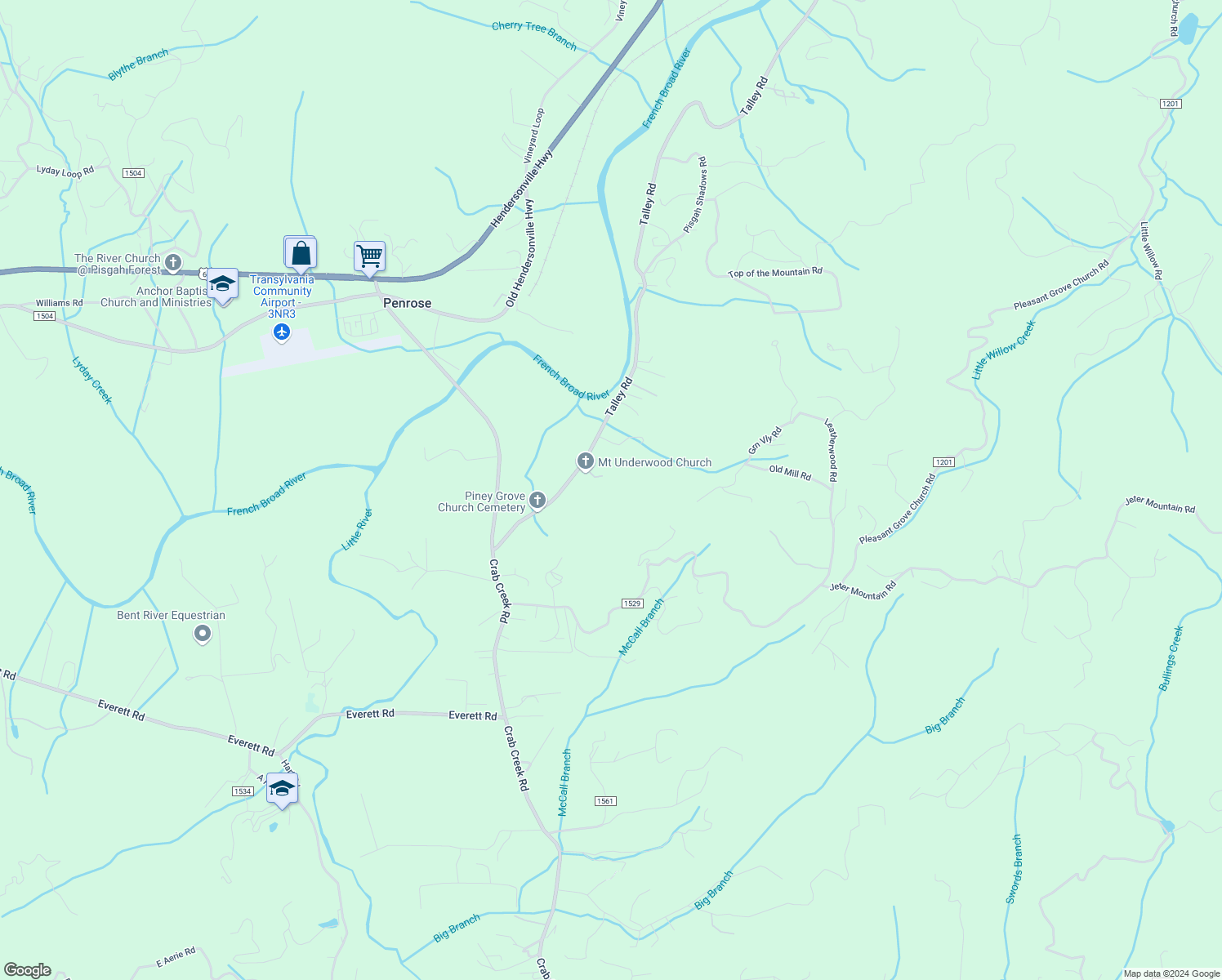 map of restaurants, bars, coffee shops, grocery stores, and more near 61 Odells Way in Hendersonville