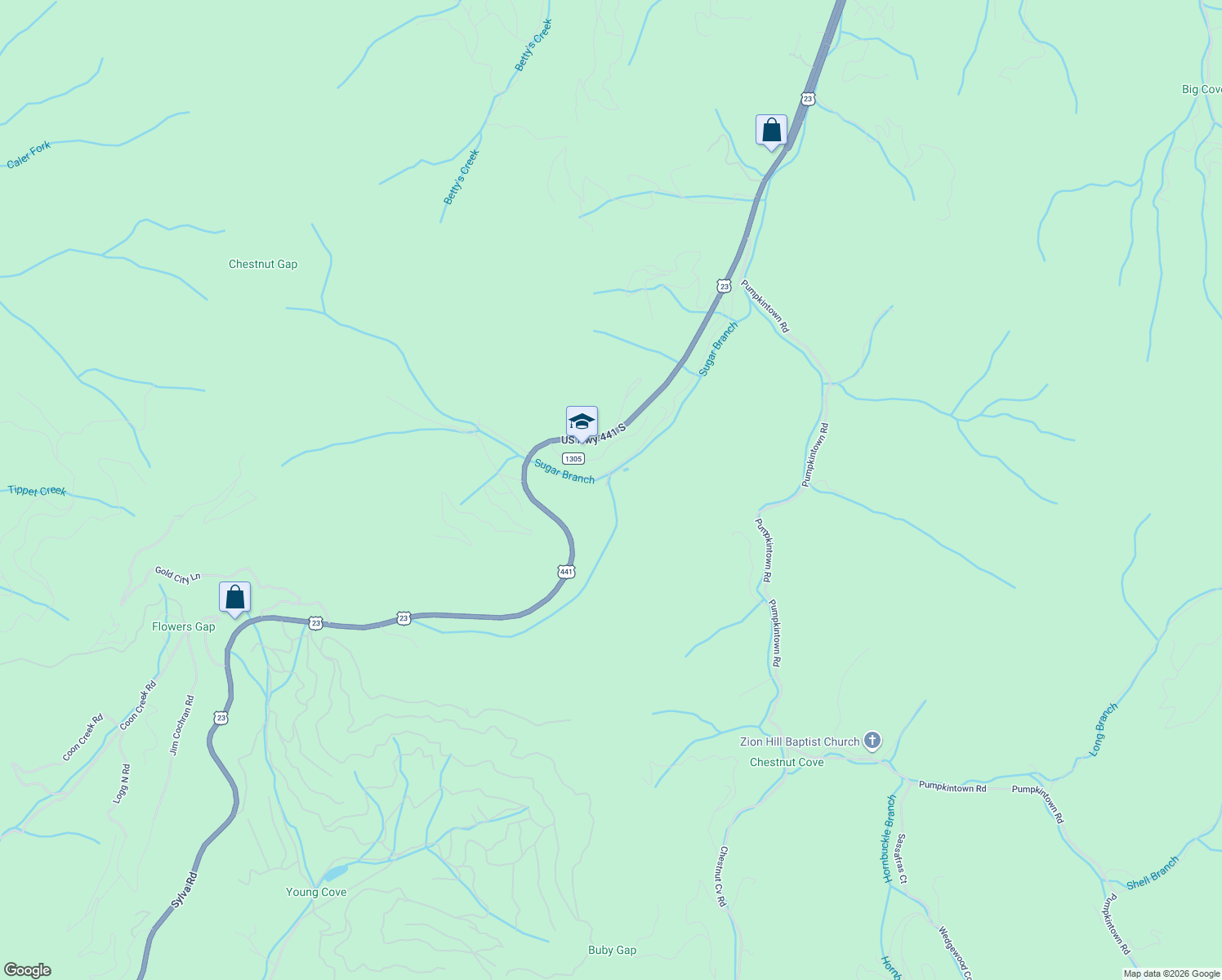 map of restaurants, bars, coffee shops, grocery stores, and more near 745 Perley Hyatt Road in Sylva