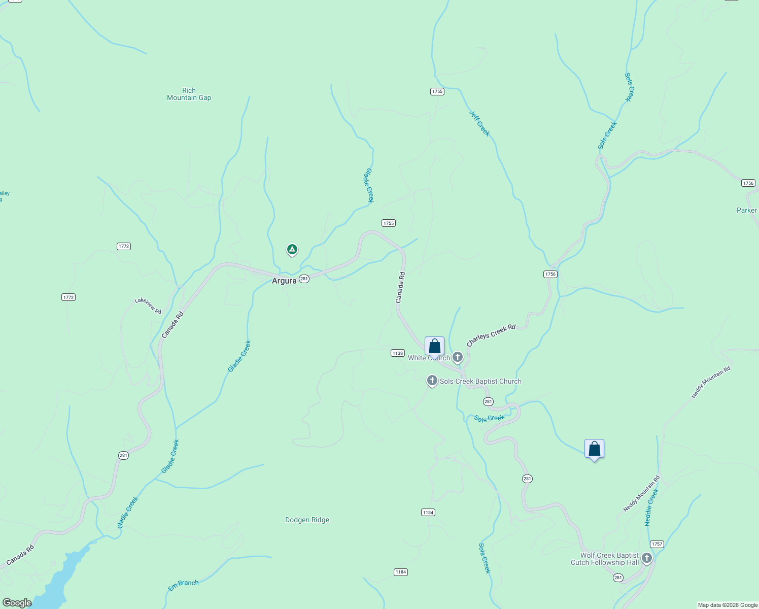 map of restaurants, bars, coffee shops, grocery stores, and more near 8389 Canada Road in Tuckasegee