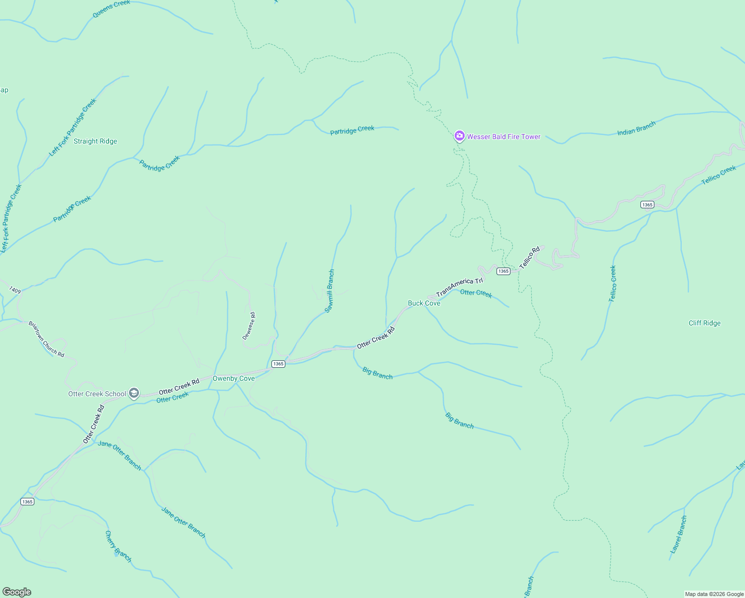 map of restaurants, bars, coffee shops, grocery stores, and more near 109 Chelokee Cove in Topton