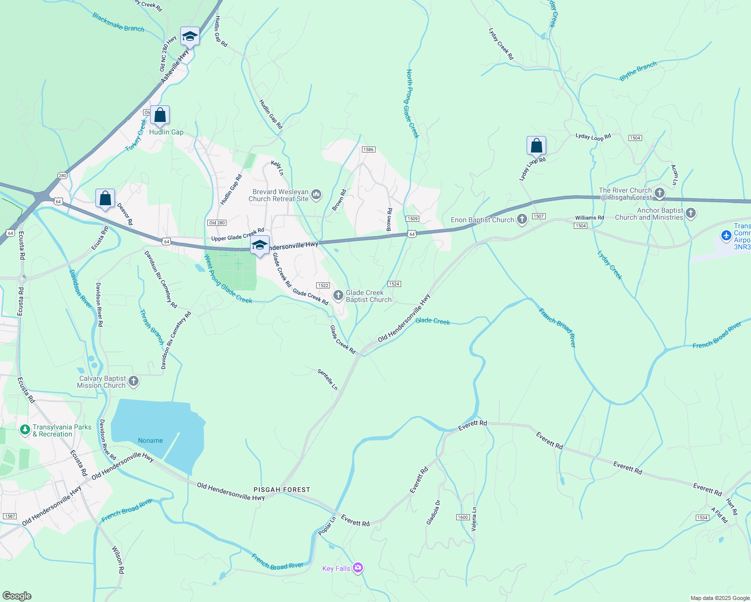 map of restaurants, bars, coffee shops, grocery stores, and more near 30 Joe Rd in Pisgah Forest