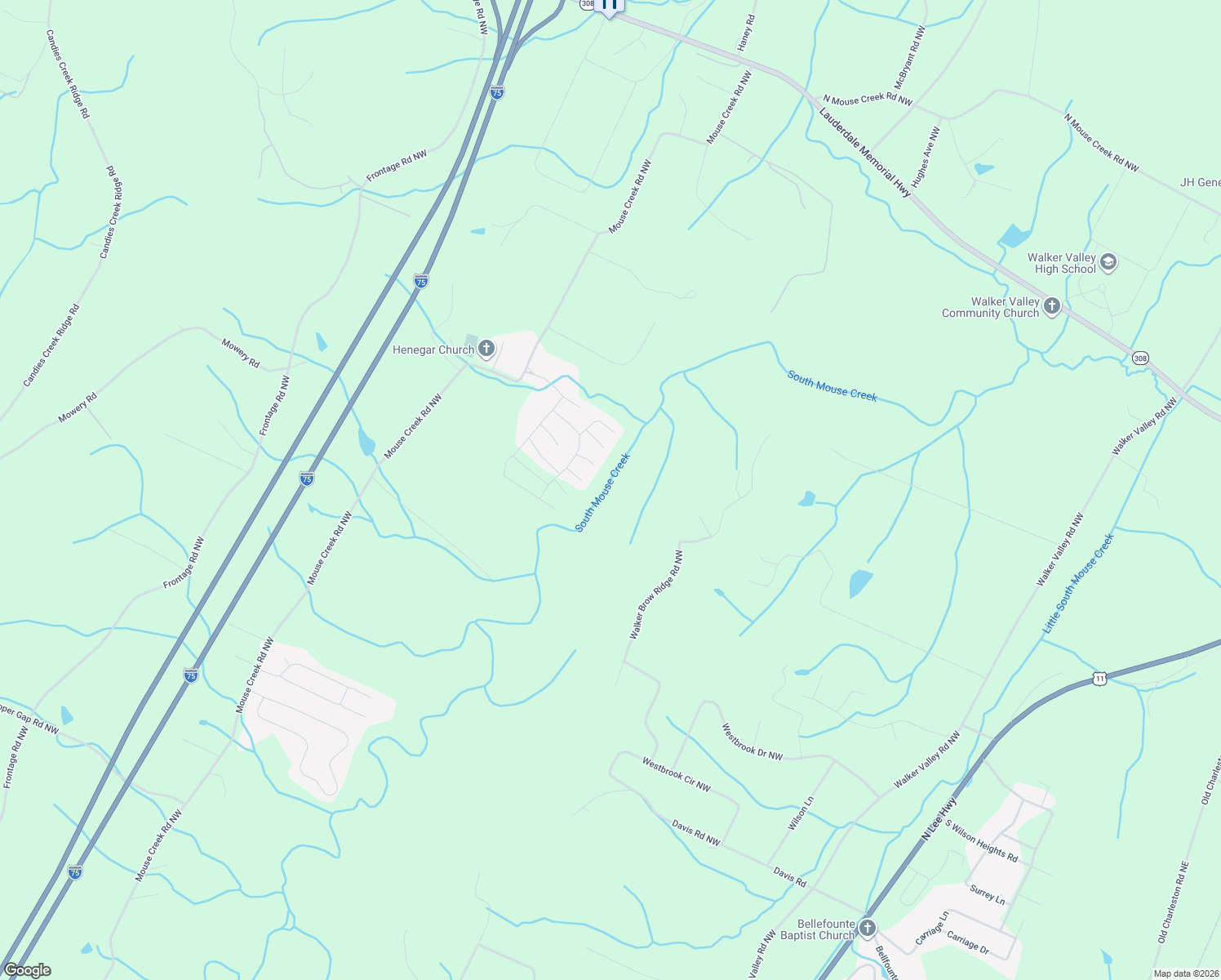 map of restaurants, bars, coffee shops, grocery stores, and more near 150 Doe Meadow Lane Northwest in Cleveland