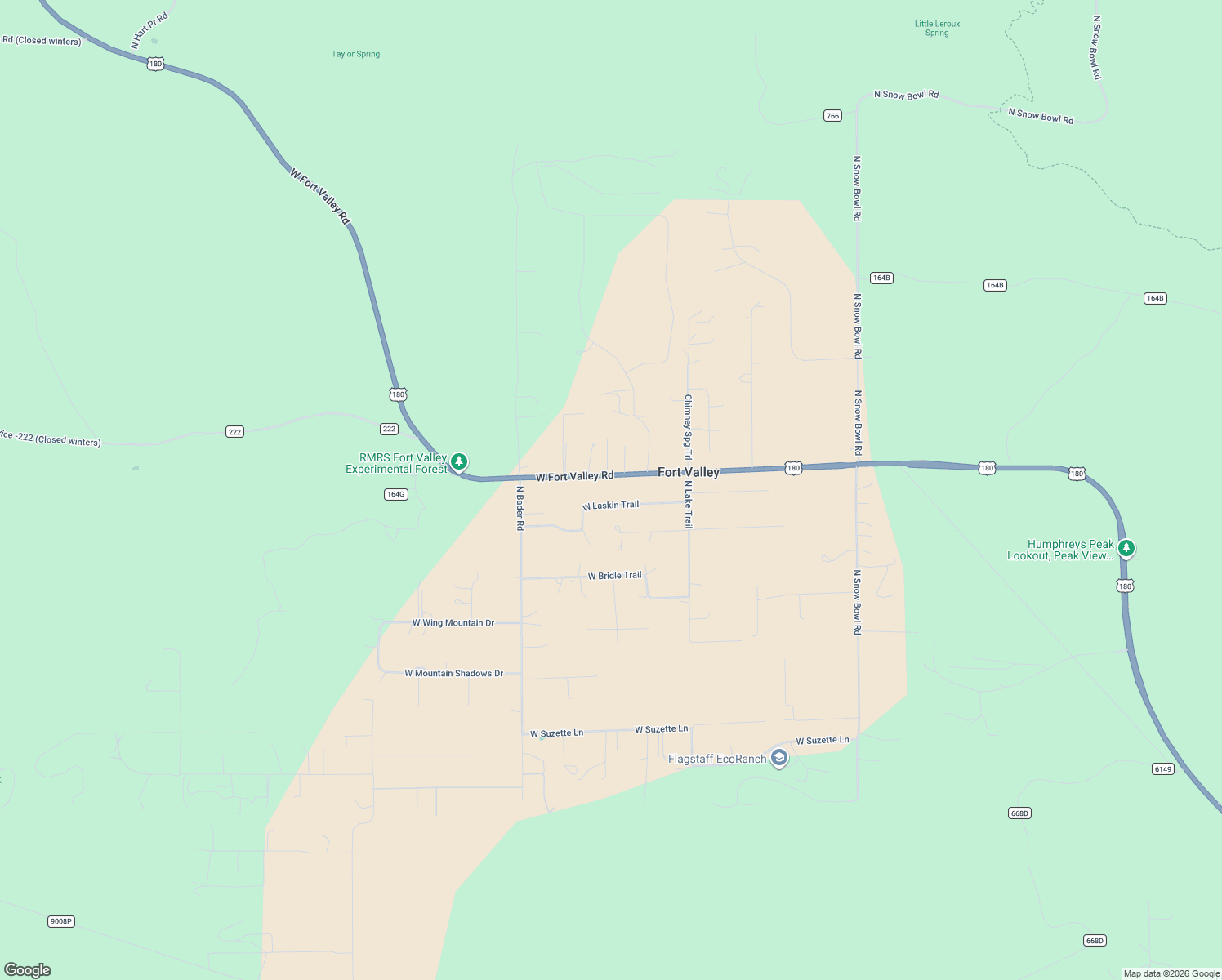 map of restaurants, bars, coffee shops, grocery stores, and more near 4739 West Laskin Trail in Flagstaff