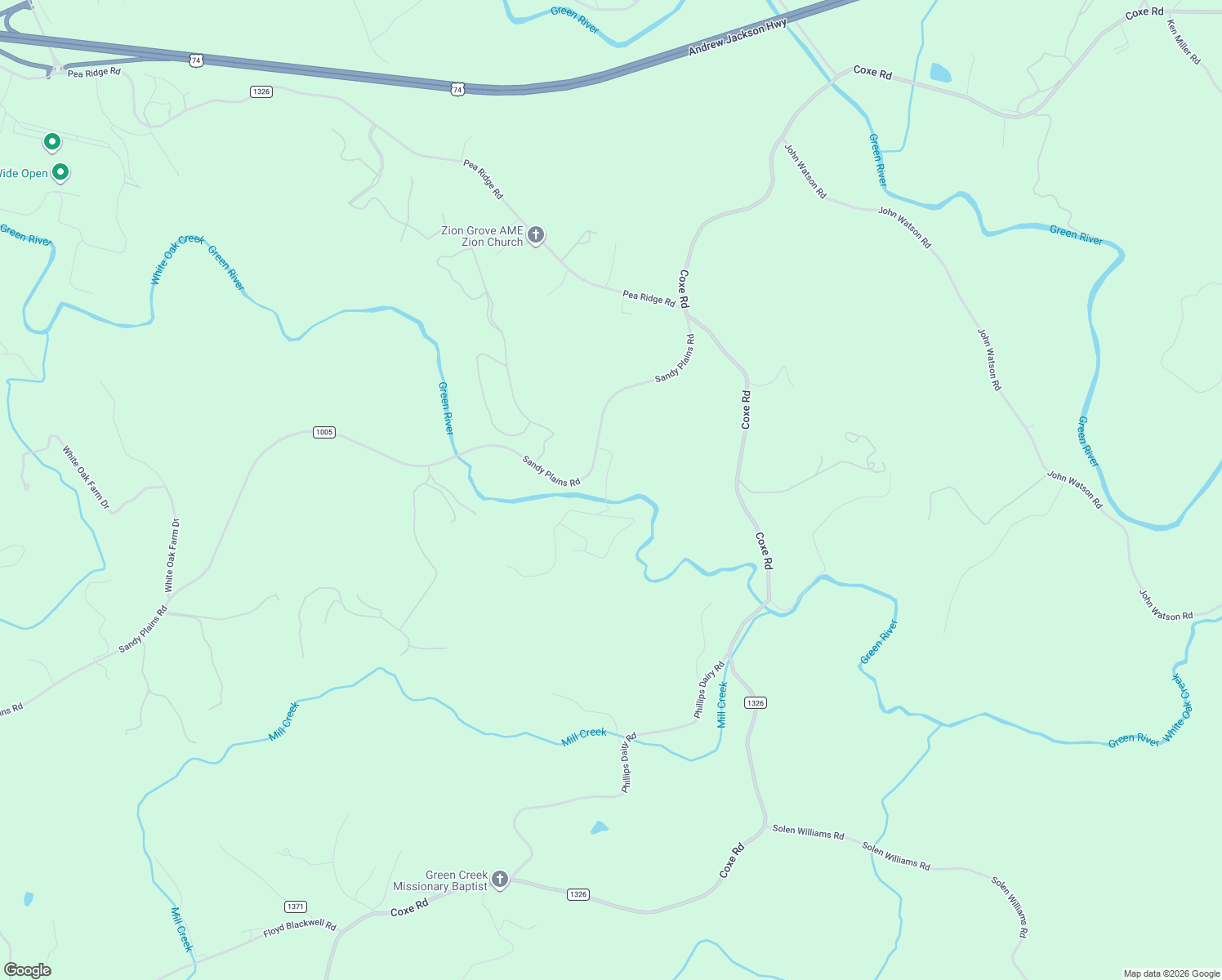 map of restaurants, bars, coffee shops, grocery stores, and more near 113 Bridge Lane in Tryon