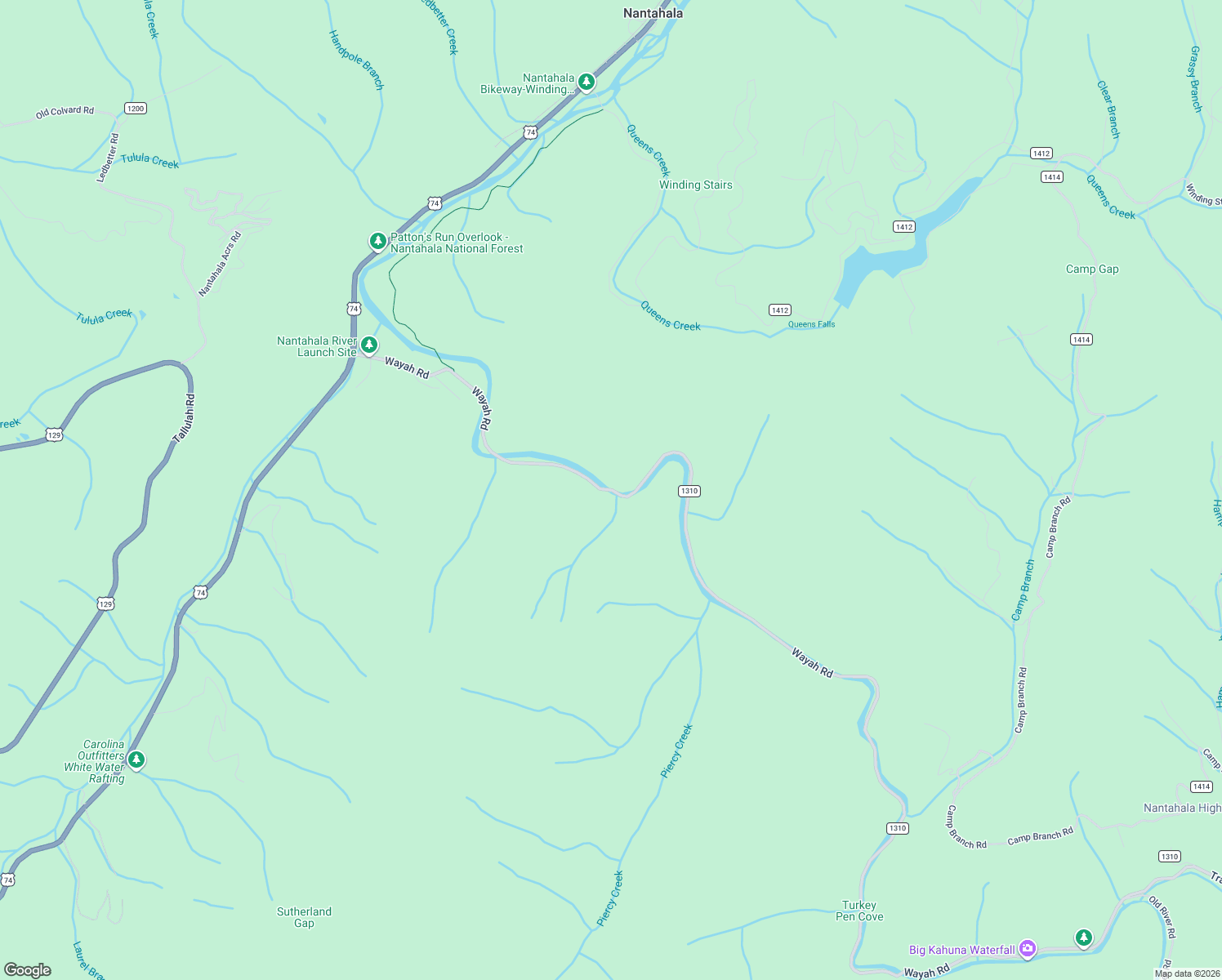 map of restaurants, bars, coffee shops, grocery stores, and more near 27395 Wayah Rd in Topton