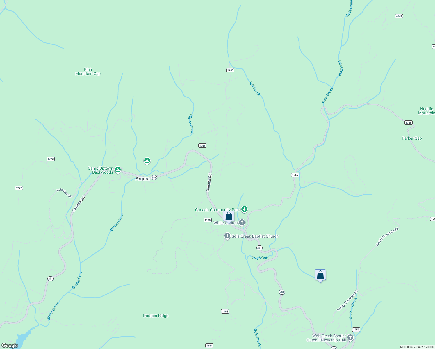 map of restaurants, bars, coffee shops, grocery stores, and more near 3 Dodgen Ridge in Tuckasegee