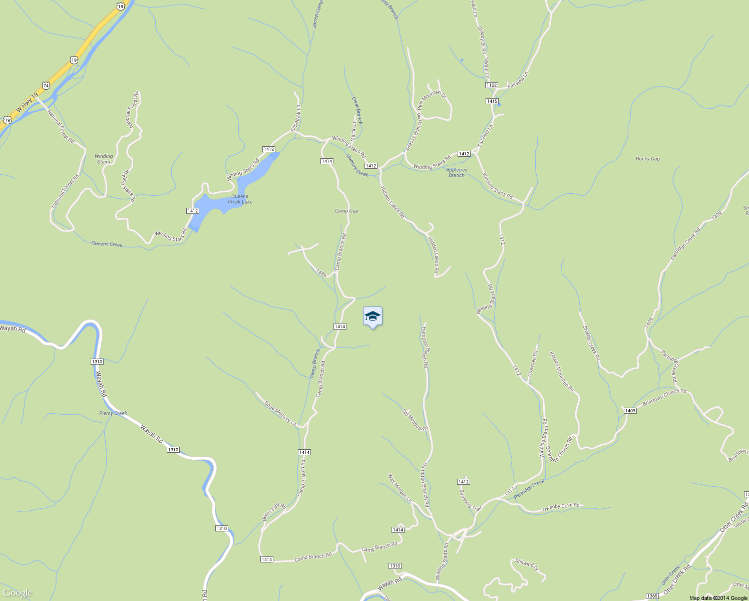 map of restaurants, bars, coffee shops, grocery stores, and more near 2801 Camp Branch Road in Topton