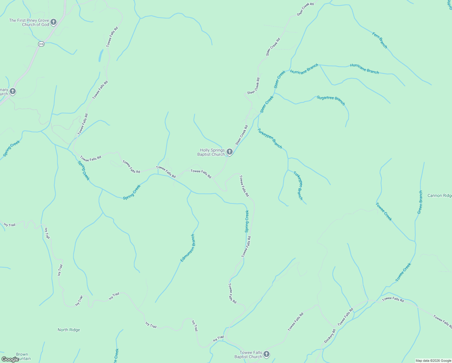 map of restaurants, bars, coffee shops, grocery stores, and more near Towee Falls Road in Tellico Plains