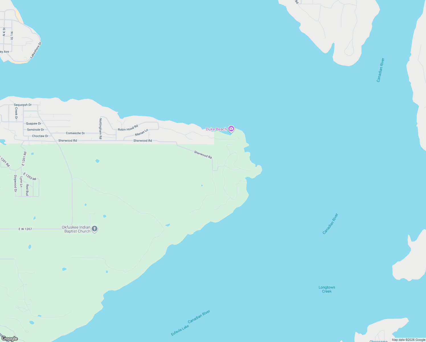 map of restaurants, bars, coffee shops, grocery stores, and more near Sherwood Road in Eufaula