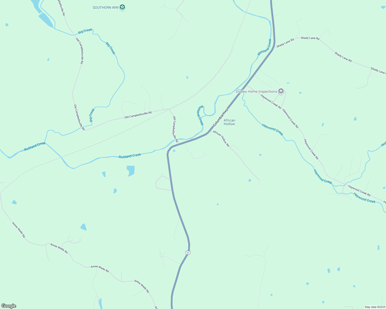 map of restaurants, bars, coffee shops, grocery stores, and more near 5898 Columbia Highway in Pulaski