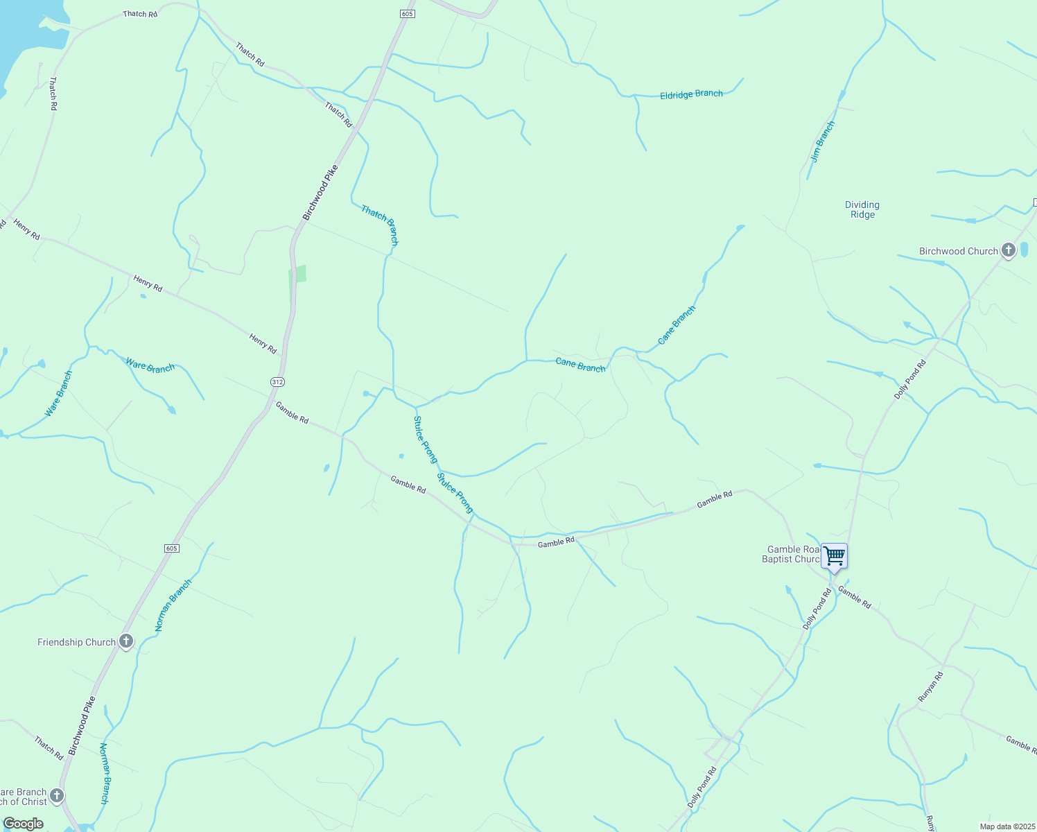 map of restaurants, bars, coffee shops, grocery stores, and more near 6971 Grazing Lane in Birchwood