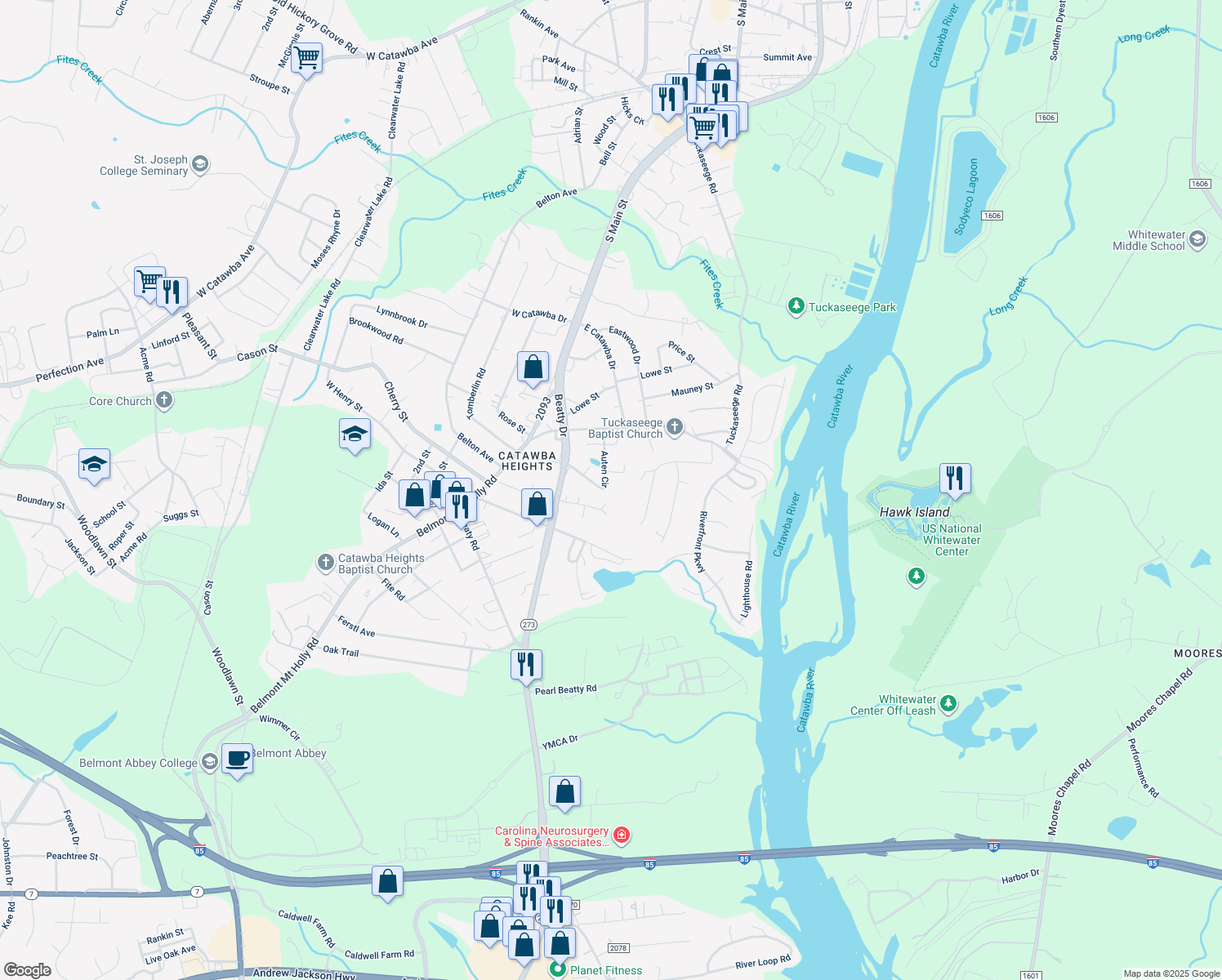 map of restaurants, bars, coffee shops, grocery stores, and more near 216 Auten Circle in Mount Holly