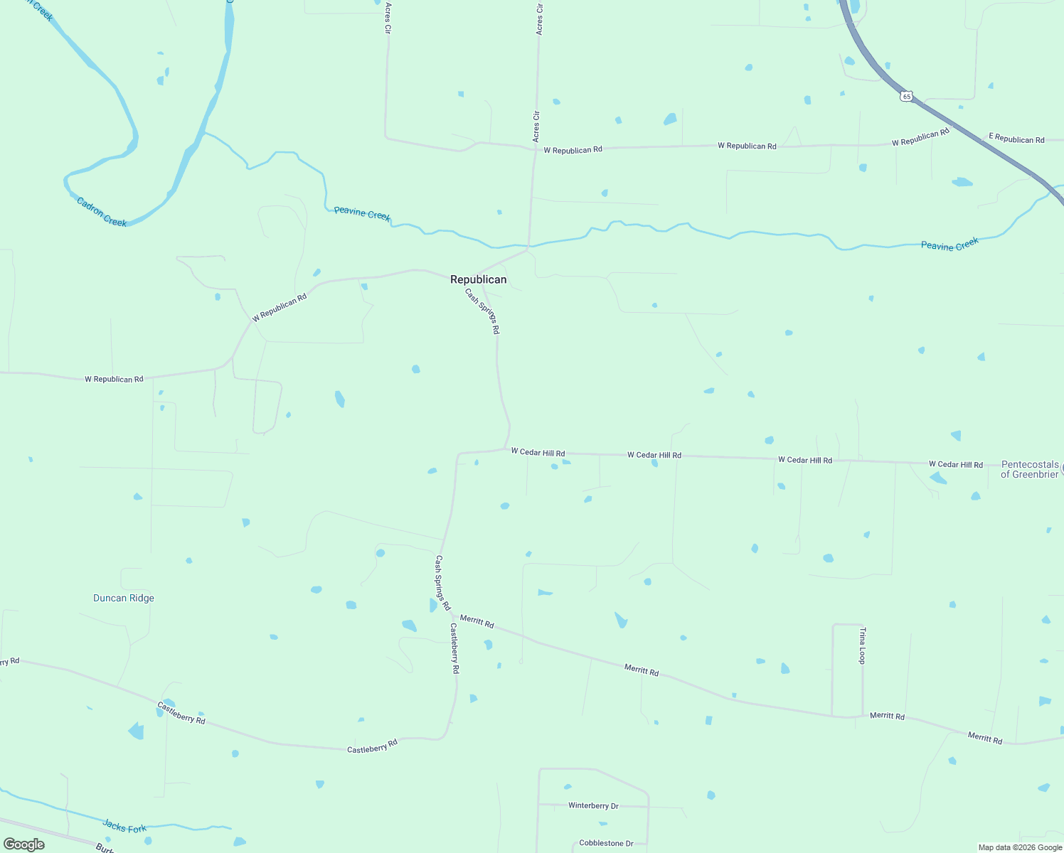map of restaurants, bars, coffee shops, grocery stores, and more near 110 Cash Springs Road in Greenbrier