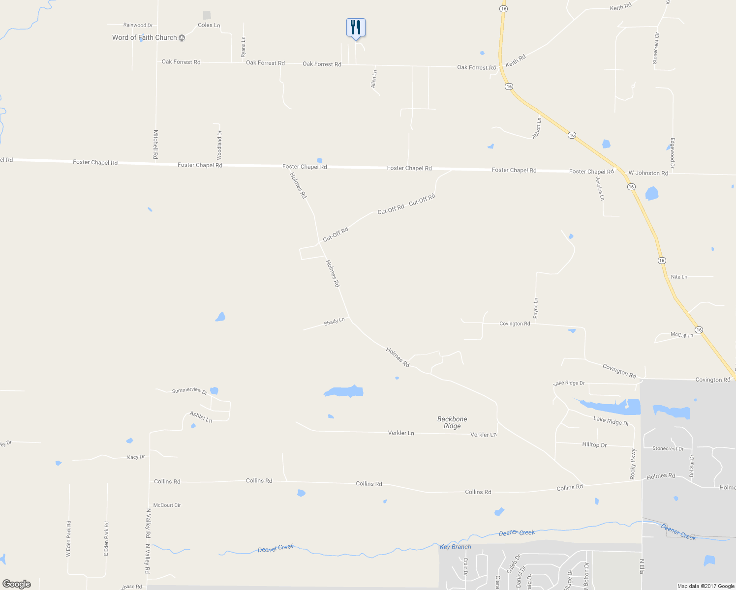 map of restaurants, bars, coffee shops, grocery stores, and more near 2170 Holmes Road in Searcy