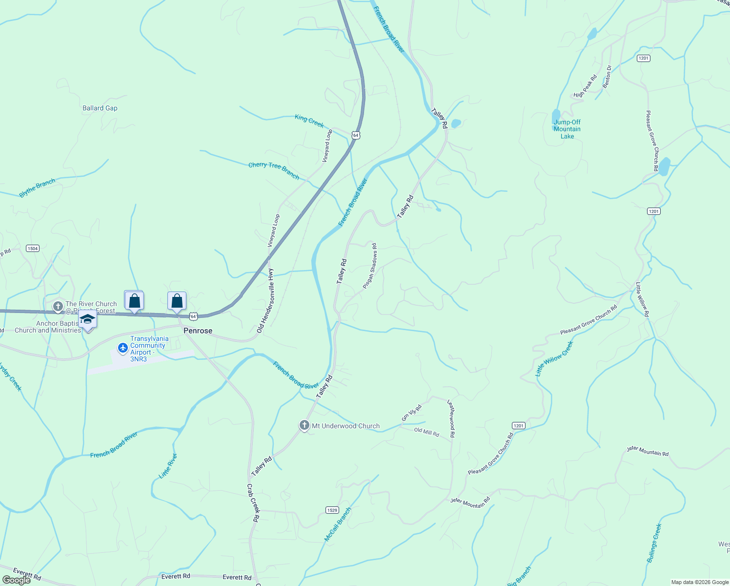 map of restaurants, bars, coffee shops, grocery stores, and more near 155 Pisgah Shadows Road in Hendersonville