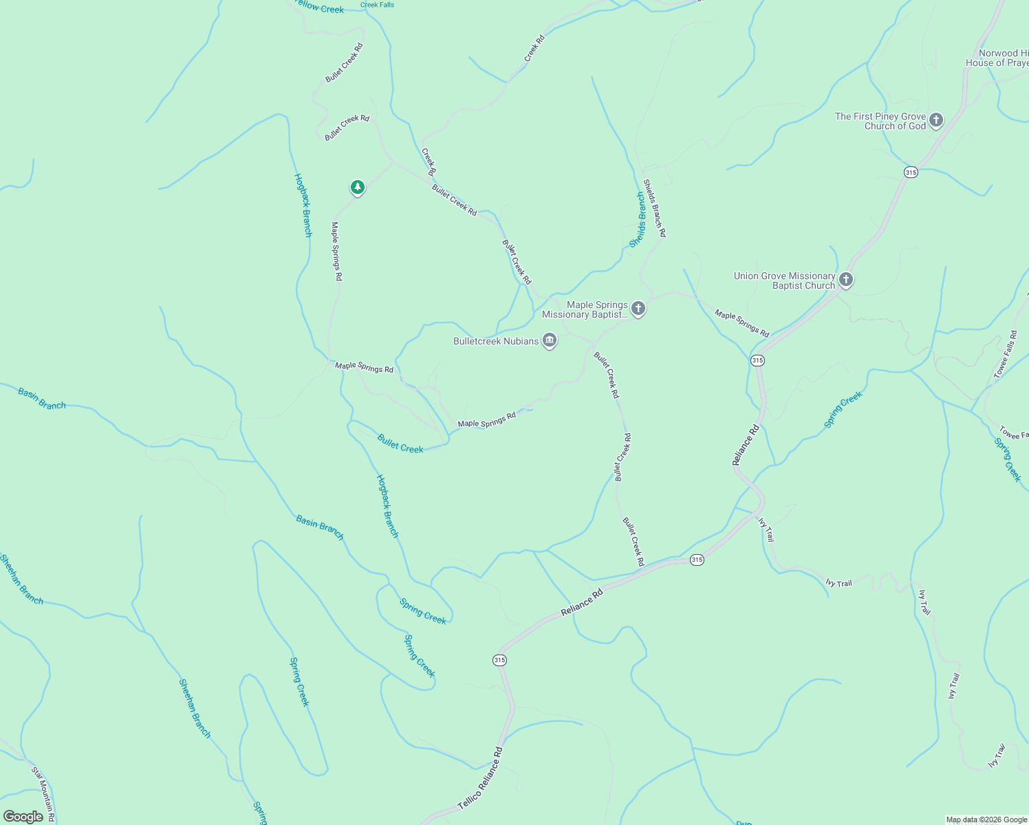map of restaurants, bars, coffee shops, grocery stores, and more near 390 Maple Springs Road in Reliance