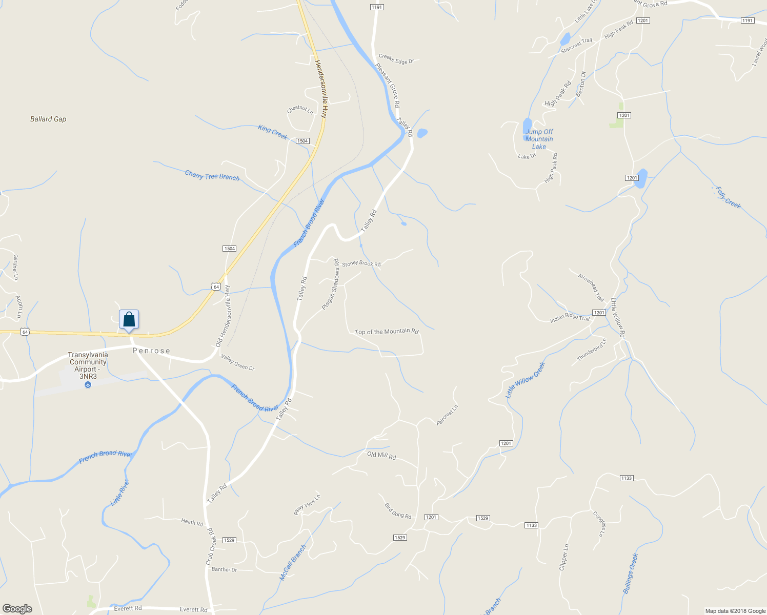 map of restaurants, bars, coffee shops, grocery stores, and more near 112 Top of the Mountain Road in Hendersonville