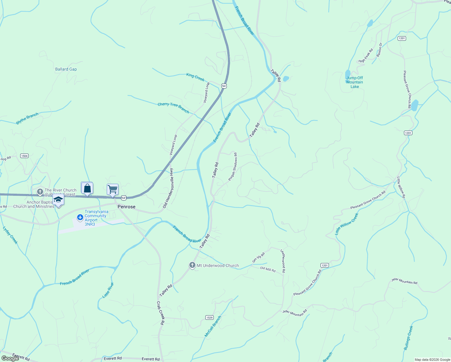 map of restaurants, bars, coffee shops, grocery stores, and more near 155 Pisgah Shadows Road in Hendersonville