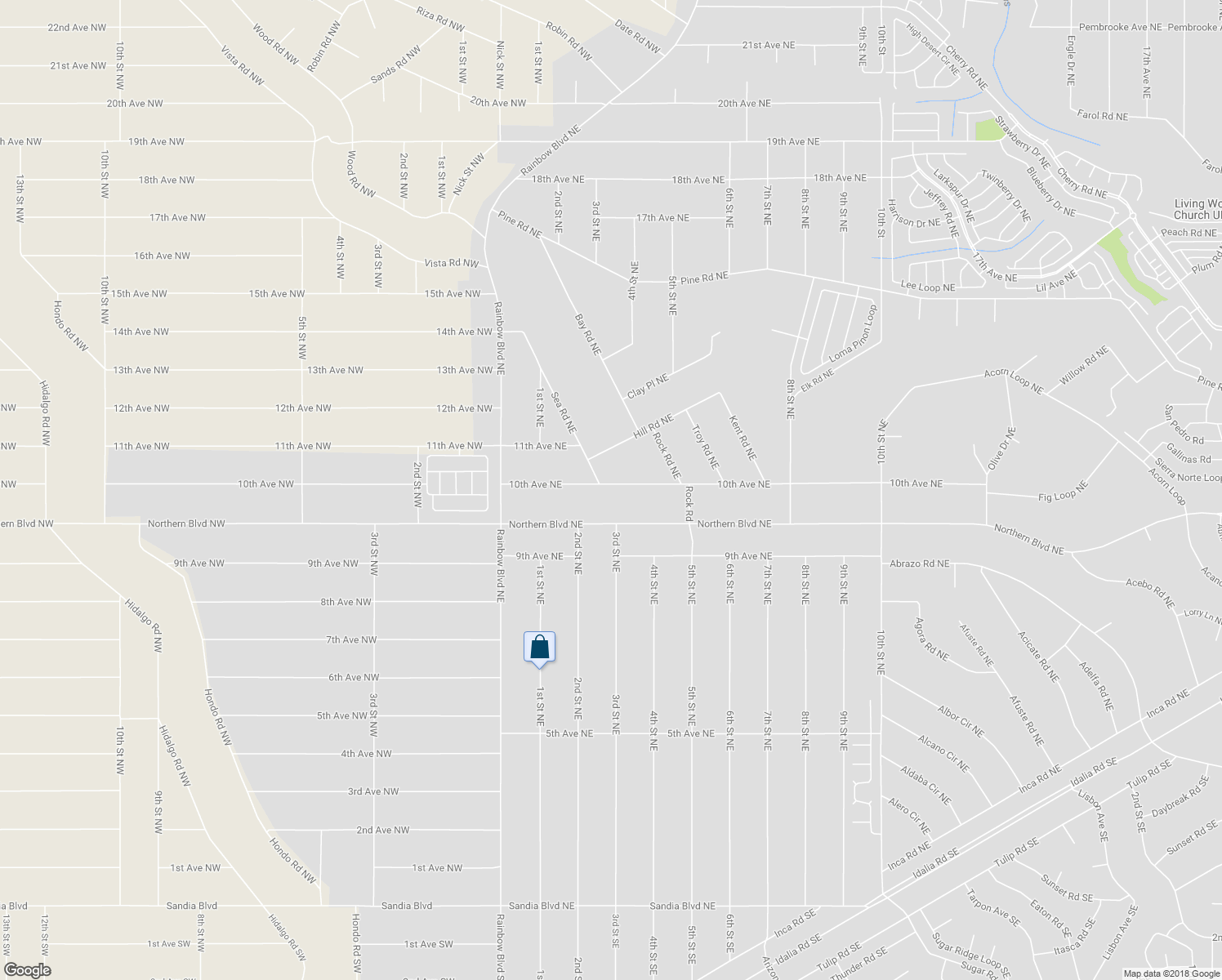 map of restaurants, bars, coffee shops, grocery stores, and more near 228 10th Avenue Northeast in Rio Rancho