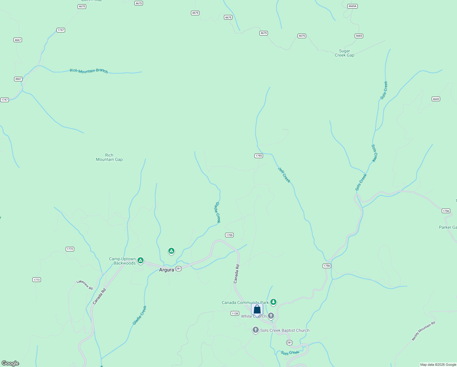 map of restaurants, bars, coffee shops, grocery stores, and more near 555 Broom Road in Tuckasegee