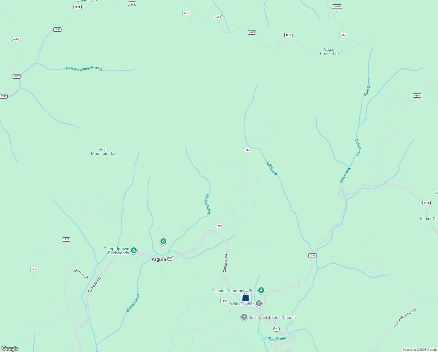 map of restaurants, bars, coffee shops, grocery stores, and more near 555 Broom Road in Tuckasegee