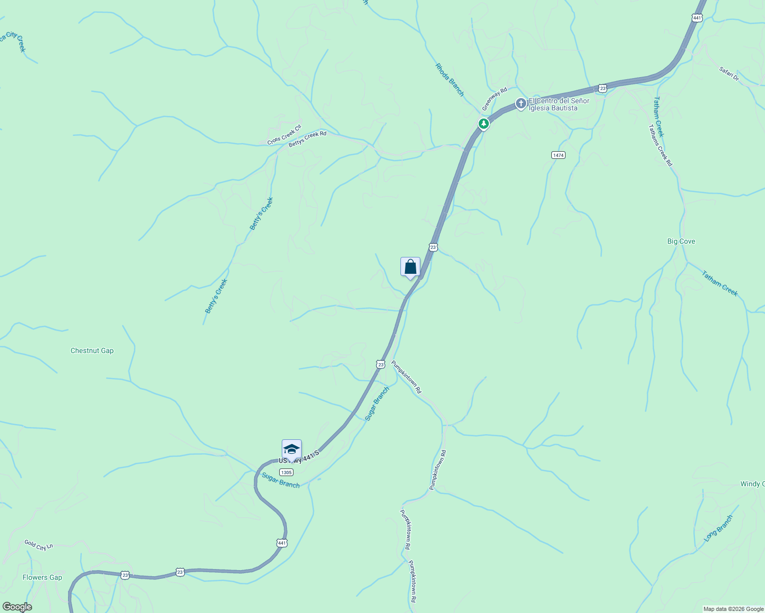 map of restaurants, bars, coffee shops, grocery stores, and more near 82 Merry Cove Rd in Sylva